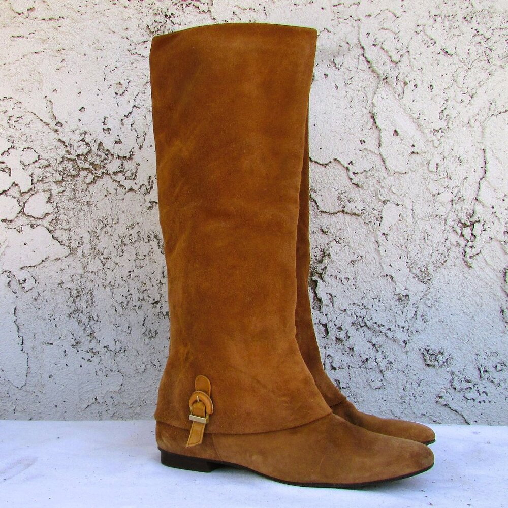 Delman tan suede leather boots 5.5 M
